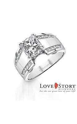 Love Story Princess-Cut Diamond Semi-Mount Engagement Ring 14K White Gold, 1/2ctw