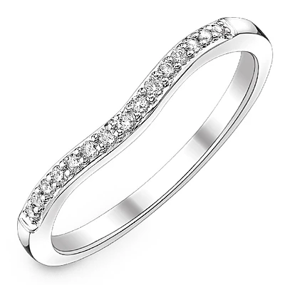 Chevron Diamond Anniversary Band in 14K White Gold, 1/10ctw