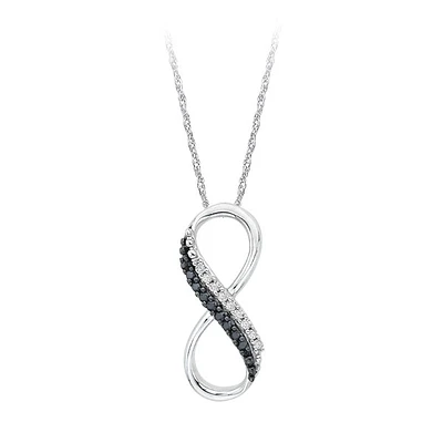 Black and White Diamond Infinity Pendant in Sterling Silver