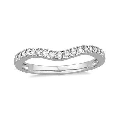 Diamond Chevron Anniversary Band in 14K White Gold, 1/8ctw