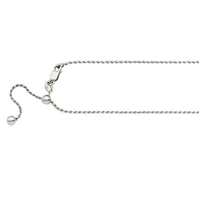 1.1mm Adjustable Rope Chain Necklace in Sterling Silver - 22 Inch