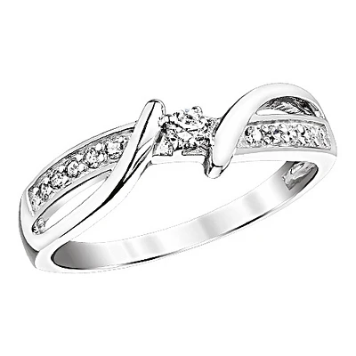 Diamond Twist Shank Endless Promise Ring in Sterling Silver, 1/5ctw