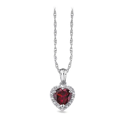 Heart-Shaped Created Ruby & Diamond Pendant in Sterling Silver