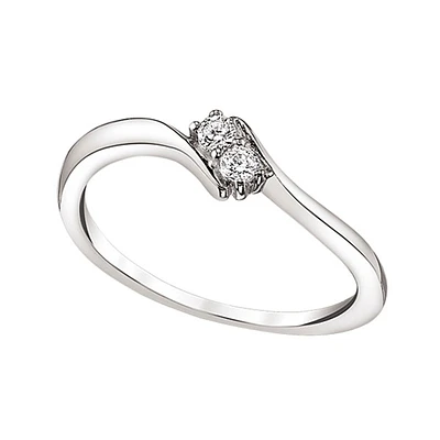 Two-Stone Bypass Ring in Sterling Silver, 1/20ctw