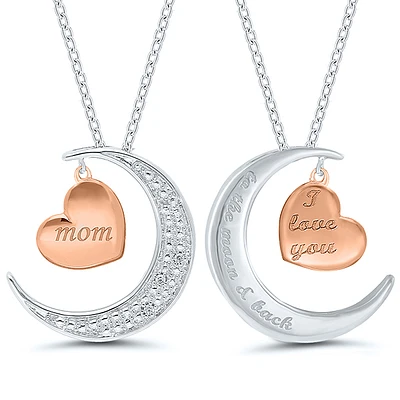 I love you Mom to the moon & back Diamond Pendant