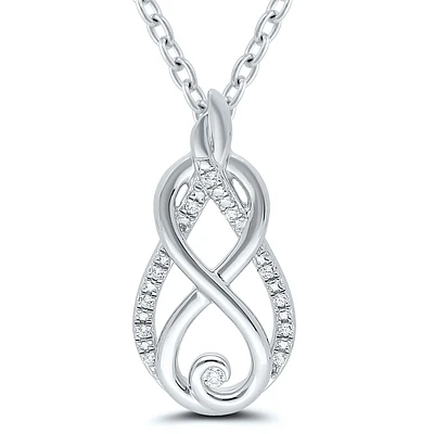 Diamond Infinity Pendant in Sterling Silver, 1/20ctw