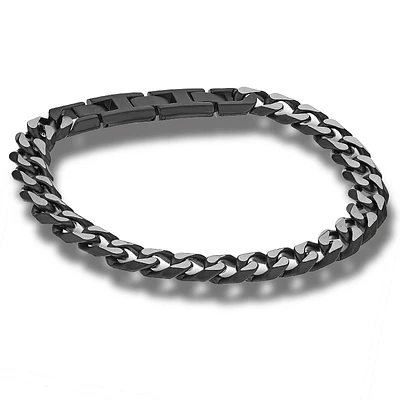 Men's 11mm Curb Chain Link Bracelet in Black IP Stainless Steel - 9 Inch