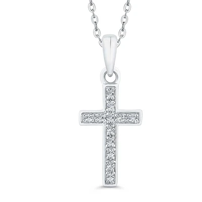 Diamond Accent Cross Pendant in Sterling Silver