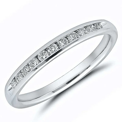 Channel Set Diamond Anniversary Band in 14K White Gold, 1/4ctw