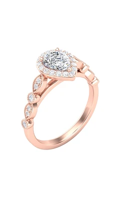 Women's Epic Diamond Semi-Mount Pear Shaped Cubic Zirconia Center 1/4CTW 14K Rose Gold