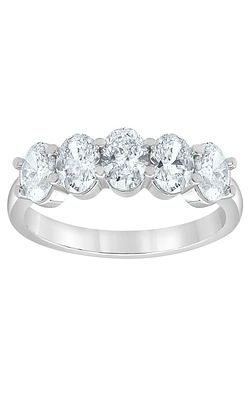 Flashpoint Created Diamond 5 Stone Oval Anniversary Band 3 1/2 CTW 14K White Gold