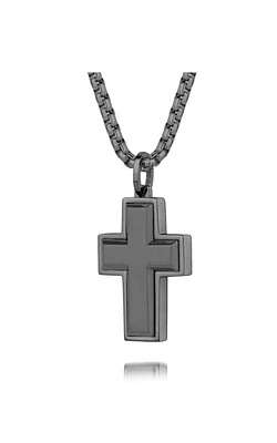 Men's 22" Cross in Gunmetal Stainless Steel