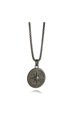 Men's North Star Pendant Necklace in Gunmetal Ion Plated Stainless Steel