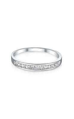 Channel Set Diamond Band White Gold, 1/5ctw