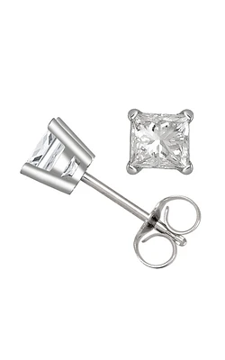 Supreme Princess-Cut Diamond Solitaire Stud Earrings in 14K White Gold