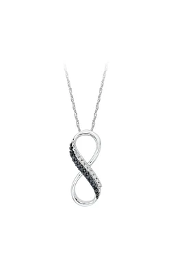 Black and White Diamond Infinity Pendant in Sterling Silver