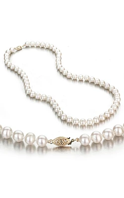 Freshwater White Pearl Necklace with 14k Yellow Gold Clasp