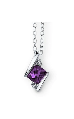 Amethyst and Diamond Pendant in Sterling Silver