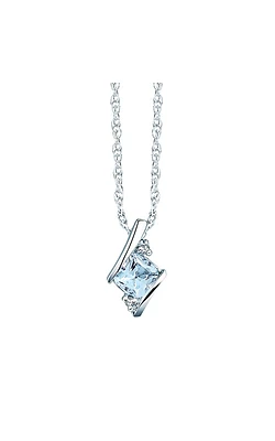 Aquamarine and Diamond Pendant in Sterling Silver