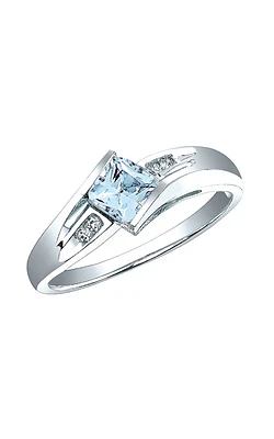 Aquamarine and Diamond Ring Sterling Silver