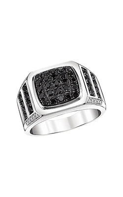 Black Sapphire & Diamond Men's Band Sterling Silver