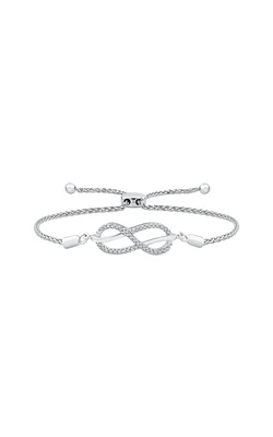 Diamond Infinity Bolo Bracelet in Sterling Silver, 1/8ctw