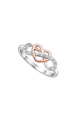 Diamond Infinity Heart Ring Two-Tone Sterling Silver, 1/20ctw