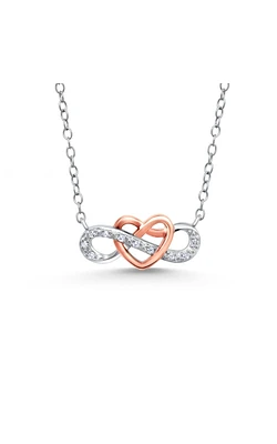 Diamond Infinity Heart Pendant in Two-Tone Sterling Silver, 1/20ctw