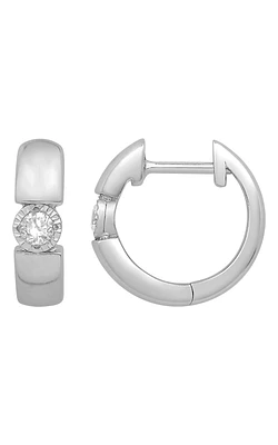 Miracle Diamond Solitaire Huggie Hoop Earrings in Sterling Silver, 1/10ctw