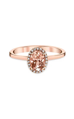 Oval Morganite and Diamond Frame Ring 14K Rose Gold, 1/20ctw