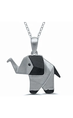 Origami Elephant Pendant in Sterling Silver