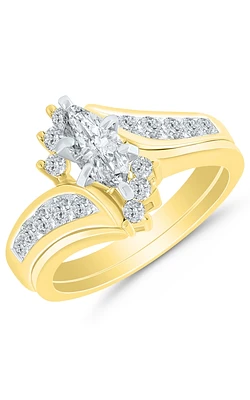 Women's Diamond Engagement Ring Set 1 .00 CTW 1/4 Marquise 14K Yellow Gold