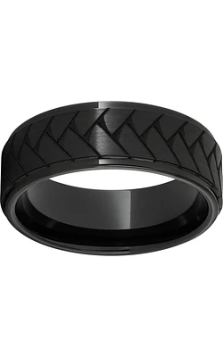 Men's Black Ceramic Band with Weave Laser Engraving, 8mm