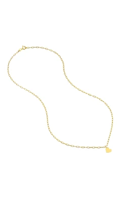 Women's Heart Pendant Paperclip Chain Necklace in 14K Yellow Gold