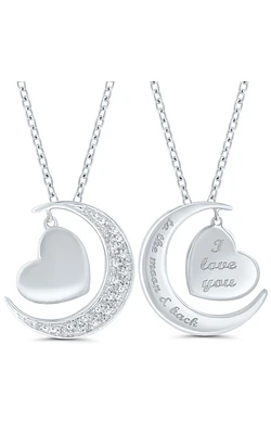 I Love You to the Moon & Back Diamond Pendant Necklace 1/20 CTW in Sterling Silver