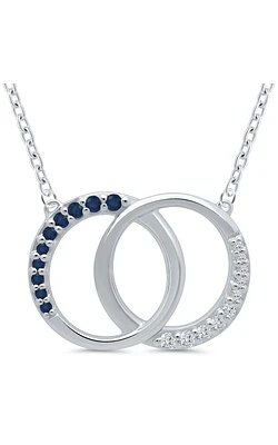 Women's Diamond Pendant 1/5 CTW with Circle Sapphires in Sterling Silver