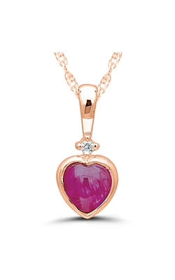 Greenland Pink Sapphire Diamond Accent Pendant Necklace in 10K Rose Gold