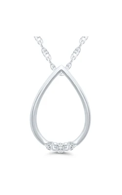 Women's Diamond Tear Drop Pendant Necklace 1/20 CTW 3 Round Diamonds in 10K White Gold