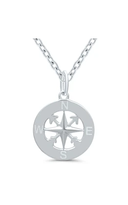 Compass Pendant Necklace in Sterling Silver