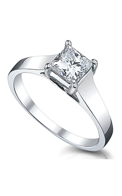 Carat Bella Princess-Cut Diamond Solitaire Ring 14K White Gold
