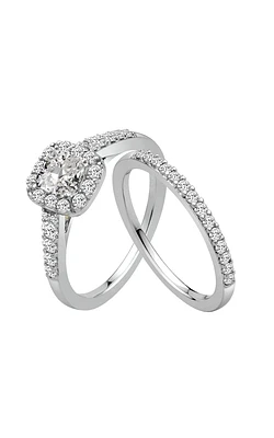 Bella Cushion-Cut Diamond Bridal Set 14K White Gold, 1ctw