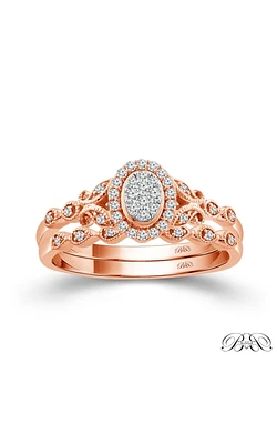 Women's Diamond Engagement Ring Set Cluster Oval Halo 1/6 CTW 10K Rose Gold