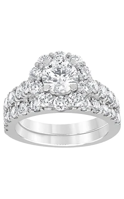 Flashpoint Created Diamond Women's Engagement Ring Set 1 ct Round Center 3 CTW 14K White Gold