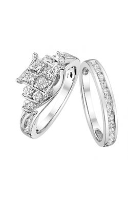 Beautiful Bride Quad Princess-Cut Diamond Bridal Set in 14k White Gold, 1-1/2ctw