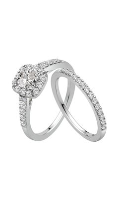 Bella Cushion-Cut Diamond Bridal Set in 14K White Gold, 1ctw