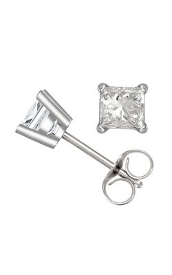 Supreme Princess-Cut Diamond Solitaire Stud Earrings in 14K White Gold