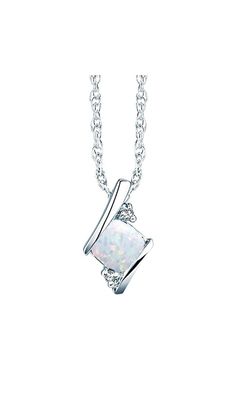 Created Opal and Diamond Pendant in Sterling Silver