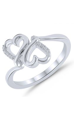 Kissing Hearts Diamond Accent Double Heart Ring in Sterling Silver, 1/20ctw