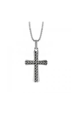 Men's Braided Cross Pendant in Stainless Steel, 24 Inch