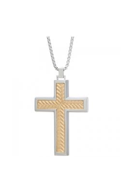 Men's Cross Pendant in Two-Tone Stainless Steel, 24 Inch